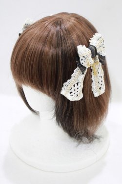 画像1: BABY,THE STARS SHINE BRIGHT / Maria de la Croixリボンコーム  オフ/ブラック H-25-08-23-062-BA-AC-NS-ZH