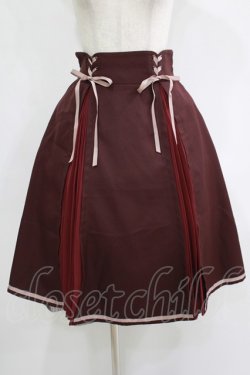 画像1: axes femme POETIQUE / レースアッププリーツ切替スカート M ボルドー H-25-08-23-008-AX-SK-NS-ZH