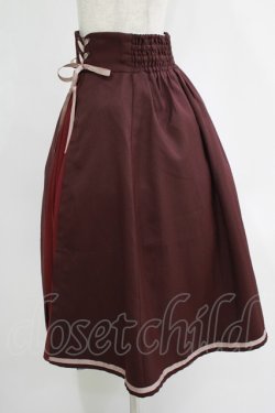 画像2: axes femme POETIQUE / レースアッププリーツ切替スカート M ボルドー H-25-08-23-008-AX-SK-NS-ZH