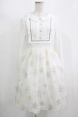 axes femme POETIQUE / 雪の結晶ラメ刺繍長袖ワンピース M オフ H-25-08-23-009-AX-OP-NS-ZH