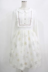 axes femme POETIQUE / 雪の結晶ラメ刺繍長袖ワンピース M オフ H-25-08-23-009-AX-OP-NS-ZH