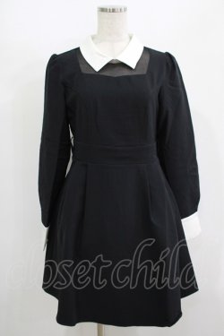 画像1: DearMyLove / リボン付デコルテシアーフレアワンピース M ブラック H-25-08-23-016-EL-OP-NS-ZH