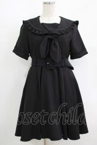 DearMyLove / 十字架刺繍セーラーワンピース M ブラック H-25-08-23-018-EL-OP-NS-ZH