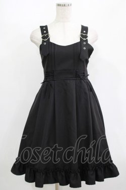 画像1: DearMyLove / レースアップフリルハートベルトジャンパースカート M ブラック H-25-08-23-019-EL-OP-NS-ZH