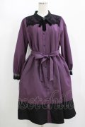 axes femme / ブローチ付バイカラーワンピース M パープル H-25-08-23-022-AX-OP-NS-ZH