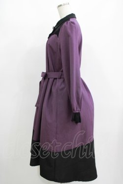 画像2: axes femme / ブローチ付バイカラーワンピース M パープル H-25-08-23-022-AX-OP-NS-ZH