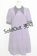 axes femme / ローズセルクイユ柄サックワンピース M パープル H-25-08-23-023-AX-OP-NS-ZH