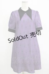 axes femme / ローズセルクイユ柄サックワンピース M パープル H-25-08-23-023-AX-OP-NS-ZH