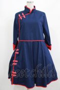 Favorite / チャイナワンピース XL ネイビー/レッド H-25-08-24-026-LO-OP-NS-ZH