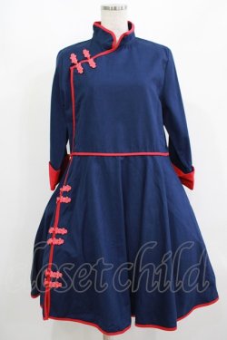 画像1: Favorite / チャイナワンピース XL ネイビー/レッド H-25-08-24-026-LO-OP-NS-ZH