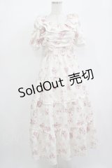 evelyn / スクエアフリル花柄ワンピース Free ピンク H-25-08-24-030-LO-OP-NS-ZH