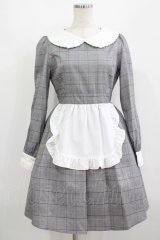 Ank Rouge / エプロンワンピース M ブラックチェック H-25-08-24-037-CA-OP-NS-ZH