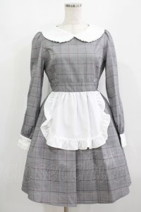 Ank Rouge / エプロンワンピース M ブラックチェック H-25-08-24-037-CA-OP-NS-ZH
