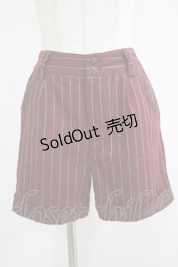 画像1: axes femme / ストライプショートパンツ M ボルドー H-25-08-24-048-AX-PA-NS-ZH