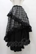 Qutie Frash / タータンチェックフリルロングスカート  ブラック H-25-08-24-1034-QU-SK-KB-ZH