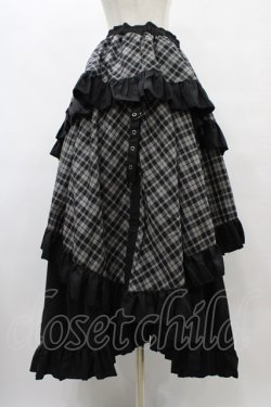 画像3: Qutie Frash / タータンチェックフリルロングスカート  ブラック H-25-08-24-1034-QU-SK-KB-ZH