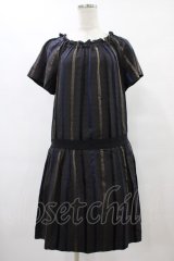 Jane Marple Dans Le Salon / カラーストライプワンピース M グレー×ネイビー H-25-08-24-1037-JM-OP-KB-ZH