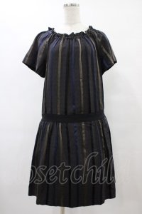 Jane Marple Dans Le Salon / カラーストライプワンピース M グレー×ネイビー H-25-08-24-1037-JM-OP-KB-ZH