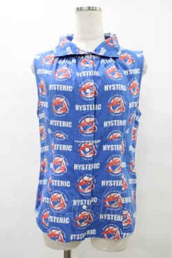 画像1: HYSTERIC GLAMOUR / 総柄ノースリーブブラウス  ブルー H-25-08-24-1044-PU-BL-KB-ZH
