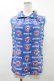 画像1: HYSTERIC GLAMOUR / 総柄ノースリーブブラウス  ブルー H-25-08-24-1044-PU-BL-KB-ZH (1)