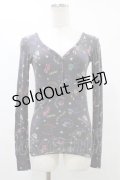 HYSTERIC GLAMOUR / 総柄リブトップス  グレー H-25-08-24-1047-PU-TO-KB-ZH