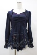 Ozz oneste / プリント刺繍トップス  ネイビー H-25-08-24-1051-OO-TO-KB-ZH