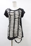 HYSTERIC GLAMOUR / ダメージピンカットソー  黒 H-25-08-24-1053-PU-TO-KB-ZH