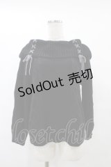 axes femme / Ｗ編み上げオフタートルニット  ブラック H-25-08-24-1055-AX-TO-KB-ZH