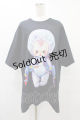 LAND by MILK BOY / LAND×CeriseコラボBIG Tシャツ  ブラック H-25-08-24-1058-0-TO-KB-ZH