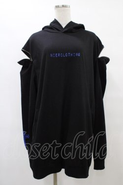 画像1: NieR Clothing / オフショルプルパーカー  黒 H-25-08-24-1064-PU-TO-KB-ZH