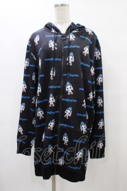 画像1: NieR Clothing / 総柄ZIPパーカー F 黒 H-25-08-24-1065-PU-TO-KB-ZH