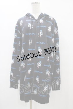 画像1: NieR Clothing / 総柄ZIPパーカー F 黒 H-25-08-24-1065-PU-TO-KB-ZH
