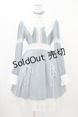 Ozz oneste / 秋薔薇襟付きワンピース  サックス H-25-08-24-1029-OO-OP-KB-ZH