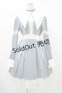 Ozz oneste / 秋薔薇襟付きワンピース  サックス H-25-08-24-1029-OO-OP-KB-ZH