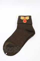 MILK / 刺繍ソックス  ブラウン H-25-08-24-1003-ML-ZA-KB-ZH