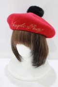 Angelic Pretty / ロゴ刺繍ポンポンベレー  レッド H-25-08-24-078-AP-AC-NS-ZH