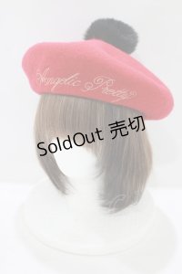 Angelic Pretty / ロゴ刺繍ポンポンベレー  レッド H-25-08-24-078-AP-AC-NS-ZH
