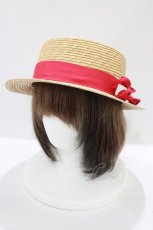 画像1: Angelic Pretty / マリンリボンストローHat  ナチュラル/レッド H-25-08-24-079-AP-AC-NS-ZTK025 (1)