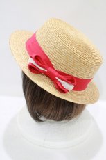 画像2: Angelic Pretty / マリンリボンストローHat  ナチュラル/レッド H-25-08-24-079-AP-AC-NS-ZTK025 (2)