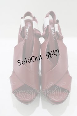 画像1: EAT ME / アンクルリボンクロスサンダル M ワイン H-25-08-24-083-LO-SH-NS-ZH