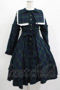 Favorite / こっくり秋色のグリーンチェックワンピース M~L グリーン/ネイビー H-25-08-24-008-LO-OP-NS-ZH