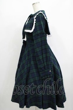 画像2: Favorite / こっくり秋色のグリーンチェックワンピース M~L グリーン/ネイビー H-25-08-24-008-LO-OP-NS-ZH