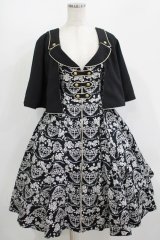 metamorphose / ハートダマスクジレ風ジャンパースカート サイズ1 ブラック H-25-08-24-009-ME-OP-NS-ZH