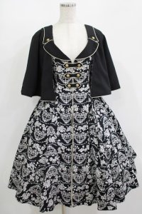 metamorphose / ハートダマスクジレ風ジャンパースカート サイズ1 ブラック H-25-08-24-009-ME-OP-NS-ZH