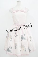 Innocent World / アンティークキャットジャストウエストジャンパースカート M92cm丈 ピンク H-25-08-24-016-IW-OP-NS-ZH
