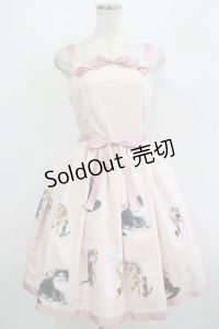 Innocent World / アンティークキャットジャストウエストジャンパースカート M92cm丈 ピンク H-25-08-24-016-IW-OP-NS-ZH