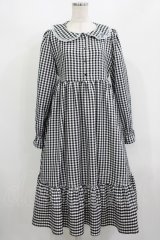FLC / 星名桜子/ギンガムチェックワンピース L ブラック H-25-08-24-018-LO-OP-NS-ZH