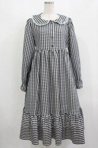 FLC / 星名桜子/ギンガムチェックワンピース L ブラック H-25-08-24-018-LO-OP-NS-ZH