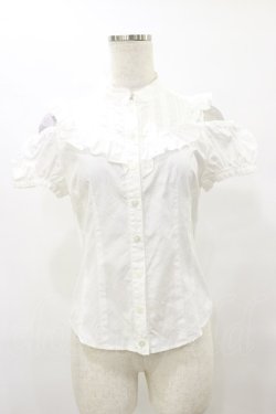 画像1: BPN / オフショル風スタンドカラーブラウス  白 H-25-08-25-1044-GO-BL-KB-ZH