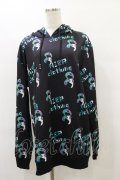 NieR Clothing / 総柄プルパーカー  黒 H-25-08-25-1007-PU-TO-KB-ZH